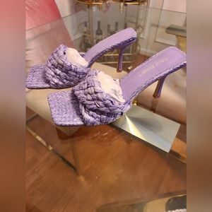 Purple woven heel sandals